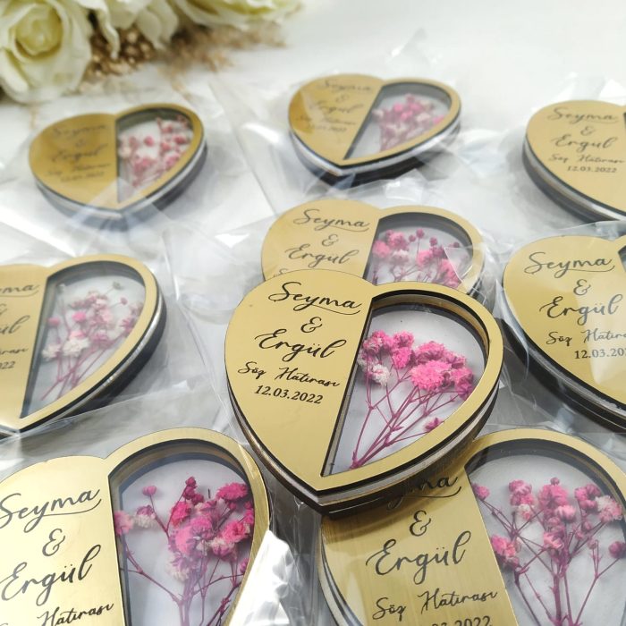 Çiçekli Kalp Magnet Hediyelik - Görsel 1