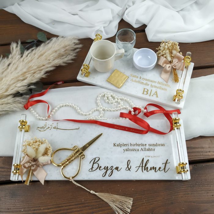 Mermer Tepsi Seti - Görsel 1