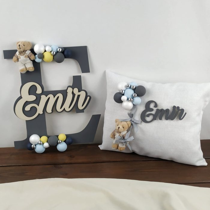 Bebek Harf Kapı Süsü ve Yastık Seti - Görsel 5