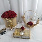 Kutuda Çiçek, Cam Kutu Söz Nişan Çikolatası ve Dekoratif İsimlik - Görsel 2