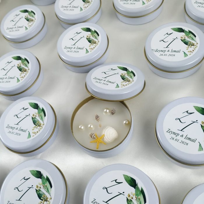 Metal Kutuda Deniz Kabuklu Mum Hediyelik - Görsel 4