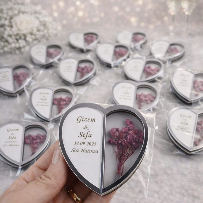 Çiçekli Kalp Magnet Hediyelik - Görsel 1