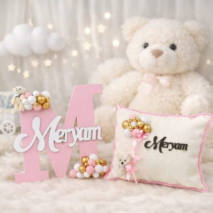 Bebek Harf Kapı Süsü ve Yastık Seti