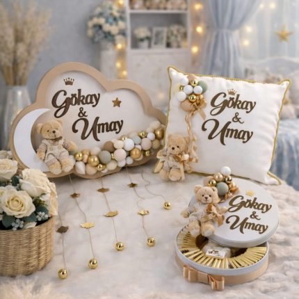 Bebek Bulut Kapı Süsü, Yastık ve Çikolata Seti