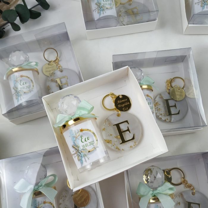 Mum ve Epoksi Anahtarlık Hediyelik - Görsel 1