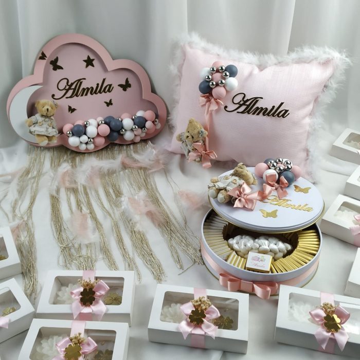 Bebek Bulut Kapı Süsü, Yastık ve Çikolata Seti - Görsel 5