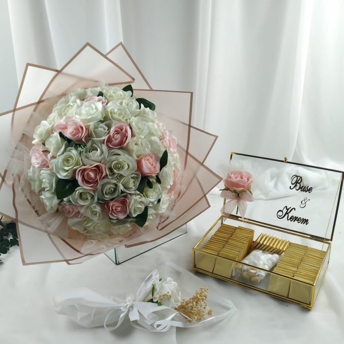 Buket ve Cam Kutu Söz Nişan Çikolatası - Görsel 1