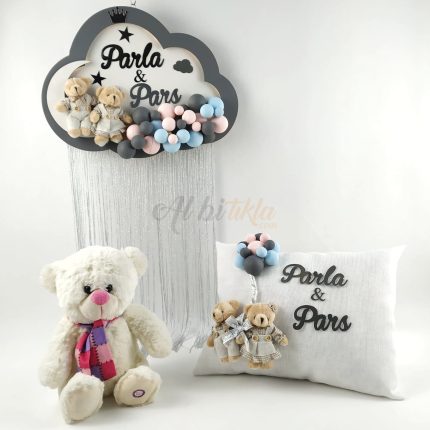 Bebek Bulut İkiz Kapı Süsü ve Yastık Seti
