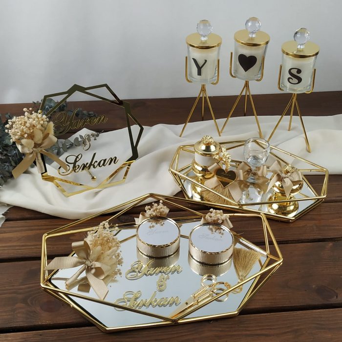 Prizma Tepsi Seti, Dekor Mumlar ve Dekoratif İsimlik - Görsel 1