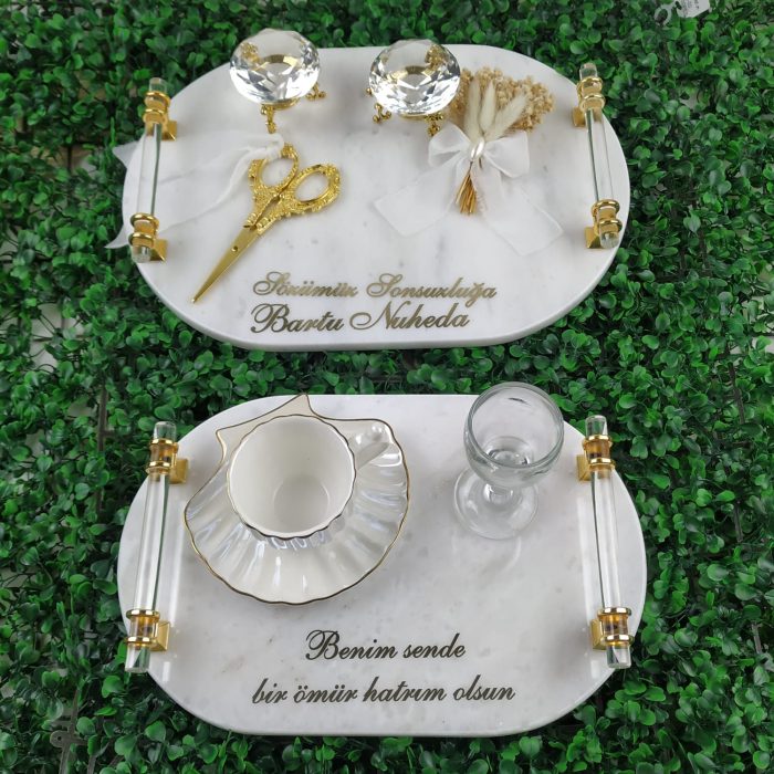 Mermer Tepsi Seti - Görsel 1