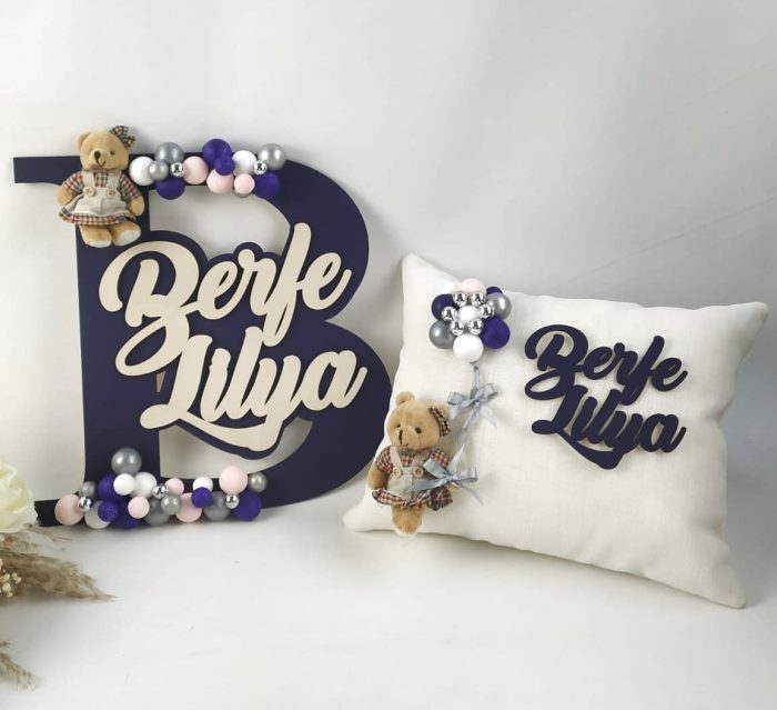 Bebek Harf Kapı Süsü ve Yastık Seti - Görsel 5