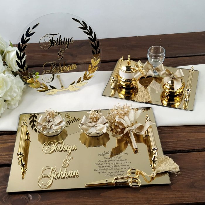 Yaprak Tepsi Seti ve Dekoratif İsimlik - Görsel 1