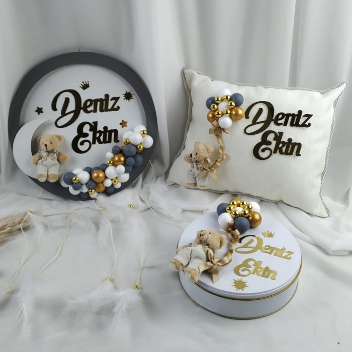 Bebek Kapı Süsü, Yastık ve Çikolata Seti - Görsel 3