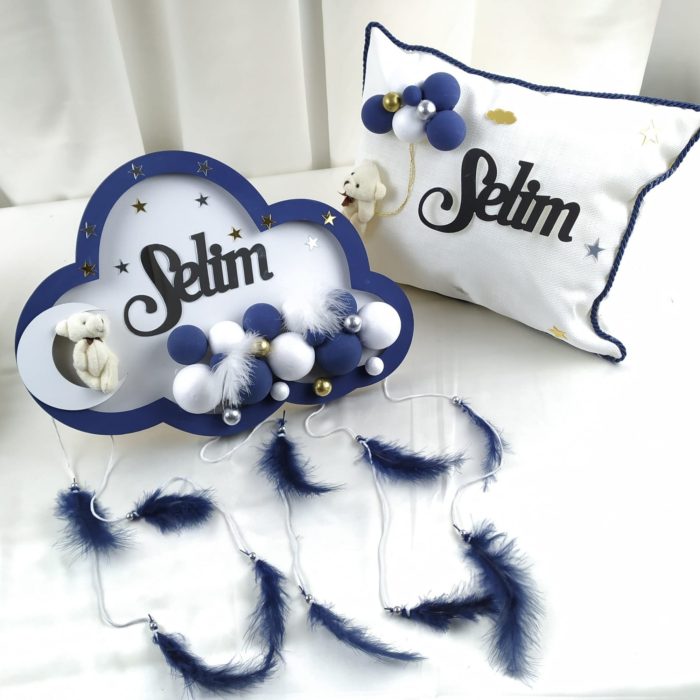 Bebek Bulut Kapı Süsü ve Yastık Seti - Görsel 1