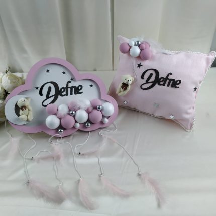 Bebek Bulut Kapı Süsü ve Yastık Seti
