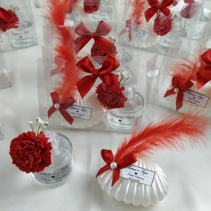 Özel Çantasında Kolonya ve İstiridye Mum Hediyelik - Görsel 3